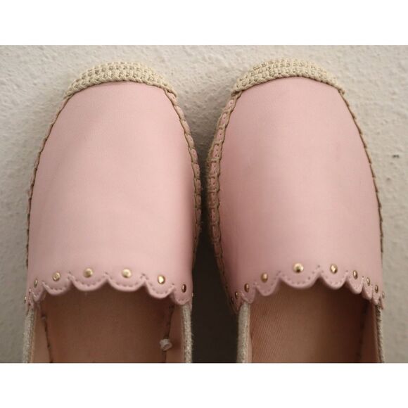 Kate Spade Women Sz 5.5B Pink Gwendolyn Scalloped Espadrille Leather Flats - Picture 7 of 14